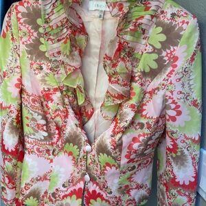 Escada Red and Green Floral Blazer